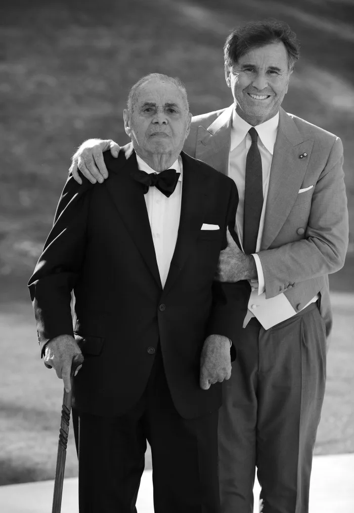 Cucinelli with his father, Umberto, in 2018. Brunello Cucinelli